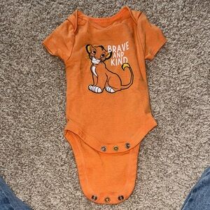 Disney Orange Simba 'Brave and Kind' One-Piece Bodysuit